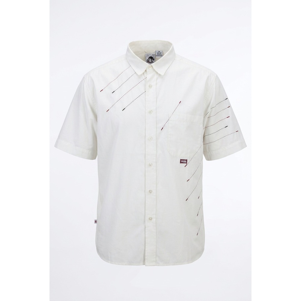 Mecca XXL White Button Up Shirt Men's Short Sleeve 100% Cotton Streetwear Embroi